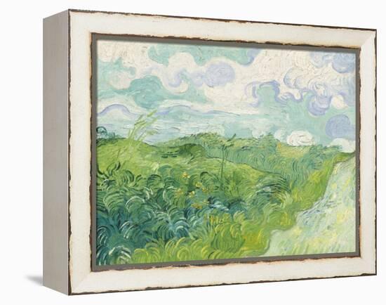 Green Wheat Fields, Auvers, by Vincent van Gogh, 1890, Dutch Post-Impressionist painting,-Vincent van Gogh-Framed Stretched Canvas