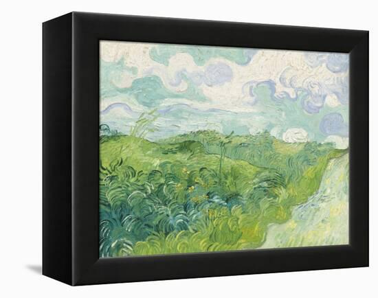 Green Wheat Fields, Auvers, by Vincent van Gogh, 1890, Dutch Post-Impressionist painting,-Vincent van Gogh-Framed Stretched Canvas