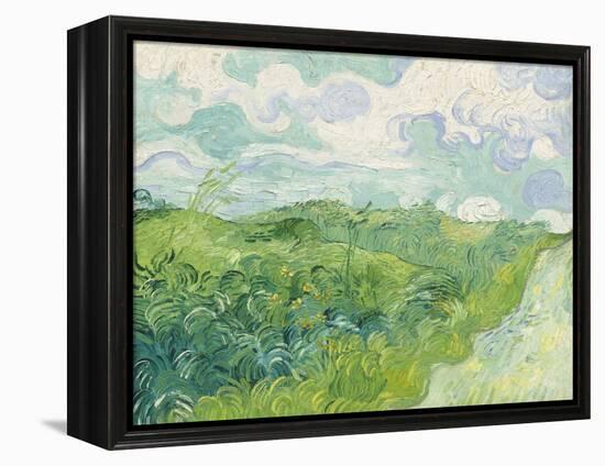 Green Wheat Fields, Auvers, by Vincent van Gogh, 1890, Dutch Post-Impressionist painting,-Vincent van Gogh-Framed Stretched Canvas