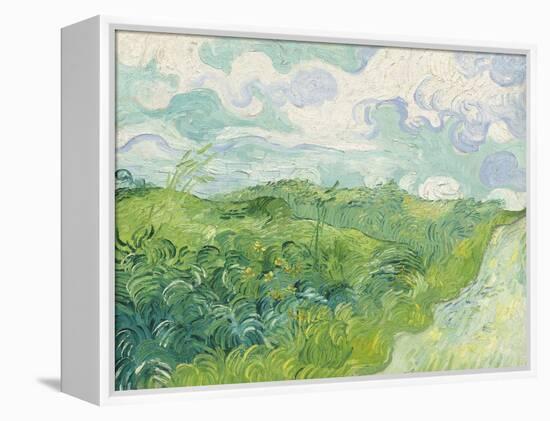 Green Wheat Fields, Auvers, by Vincent van Gogh, 1890, Dutch Post-Impressionist painting,-Vincent van Gogh-Framed Stretched Canvas