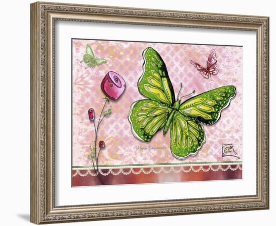 Green Yellow Butterfly 1-Megan Aroon Duncanson-Framed Giclee Print