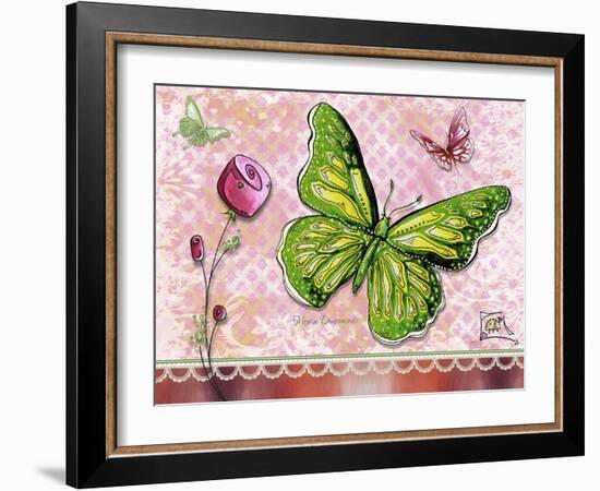 Green Yellow Butterfly 1-Megan Aroon Duncanson-Framed Giclee Print