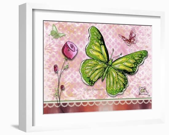 Green Yellow Butterfly 1-Megan Aroon Duncanson-Framed Giclee Print