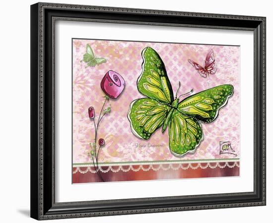 Green Yellow Butterfly 1-Megan Aroon Duncanson-Framed Giclee Print