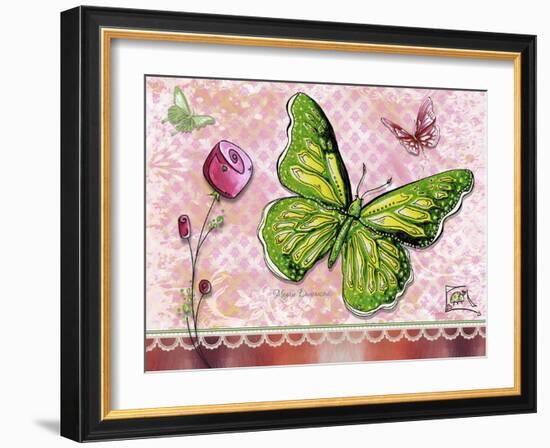 Green Yellow Butterfly 1-Megan Aroon Duncanson-Framed Giclee Print