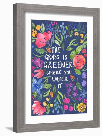 Greener Grass (Blue Background)-Elizabeth Rider-Framed Giclee Print