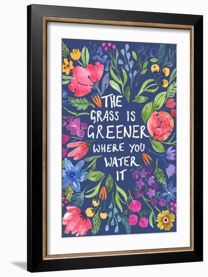 Greener Grass (Blue Background)-Elizabeth Rider-Framed Giclee Print