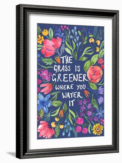 Greener Grass (Blue Background)-Elizabeth Rider-Framed Giclee Print