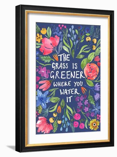 Greener Grass (Blue Background)-Elizabeth Rider-Framed Giclee Print