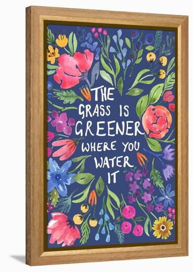 Greener Grass (Blue Background)-Elizabeth Rider-Framed Premier Image Canvas