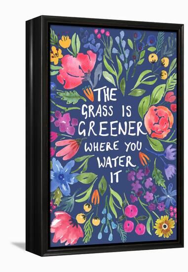 Greener Grass (Blue Background)-Elizabeth Rider-Framed Premier Image Canvas