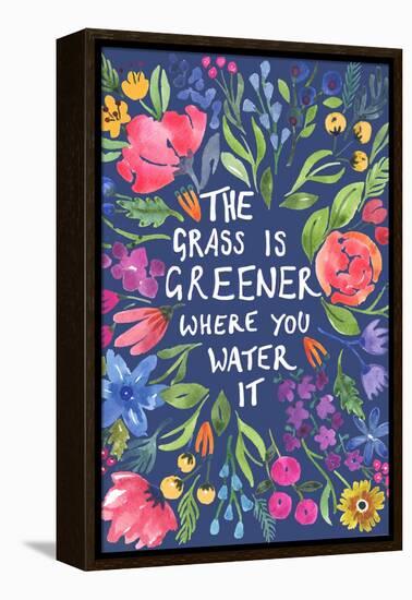 Greener Grass (Blue Background)-Elizabeth Rider-Framed Premier Image Canvas