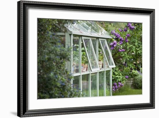 Greenhouse in Back Garden with Open Windows for Ventilation-Nosnibor137-Framed Photographic Print