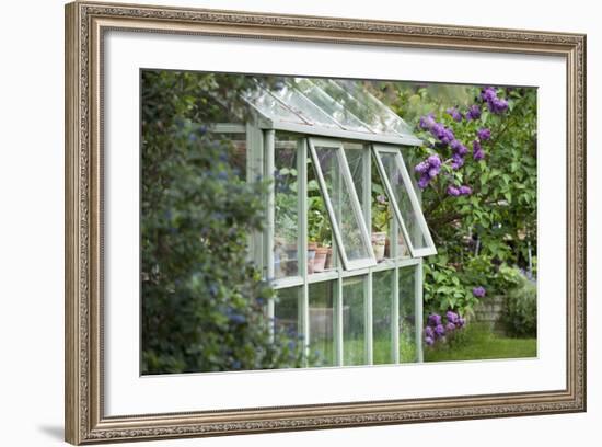 Greenhouse in Back Garden with Open Windows for Ventilation-Nosnibor137-Framed Photographic Print