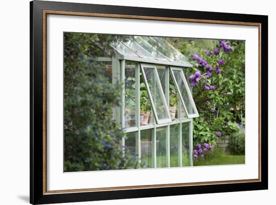 Greenhouse in Back Garden with Open Windows for Ventilation-Nosnibor137-Framed Photographic Print