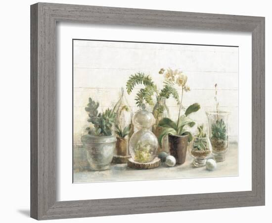 Greenhouse Orchids on Shiplap-Danhui Nai-Framed Art Print