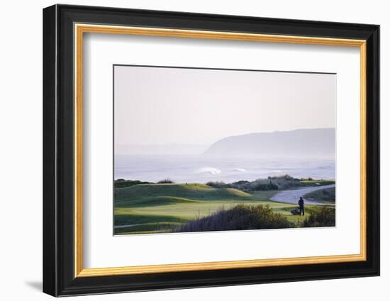 Greenkeeper at Work in the Early Morning, Praia D'El Rey, Atlantic Coast-Axel Schmies-Framed Photographic Print