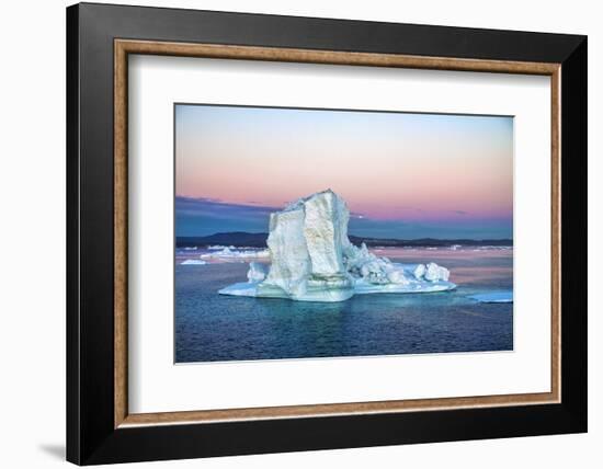 Greenland, Discovery Bay, (Disko Bay) floating icebergs from the Ilulissat Kangerlua Glacier also k-Miva Stock-Framed Photographic Print