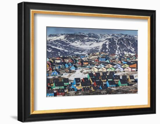 Greenland, Disko Bay, Ilulissat, Elevated Town View-Walter Bibikow-Framed Photographic Print