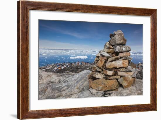 Greenland, Disko Bay, Ilulissat, Rock Cairn-Walter Bibikow-Framed Photographic Print