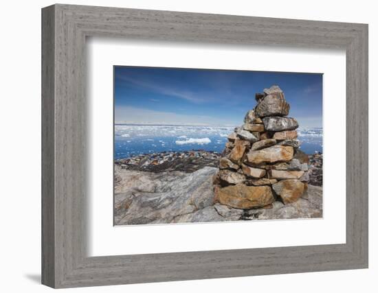 Greenland, Disko Bay, Ilulissat, Rock Cairn-Walter Bibikow-Framed Photographic Print