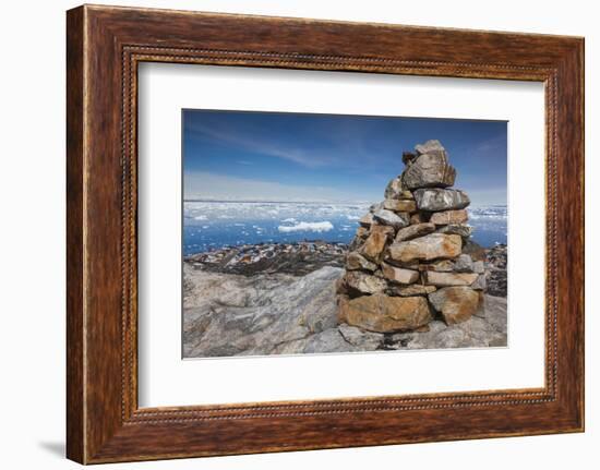 Greenland, Disko Bay, Ilulissat, Rock Cairn-Walter Bibikow-Framed Photographic Print