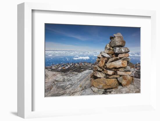 Greenland, Disko Bay, Ilulissat, Rock Cairn-Walter Bibikow-Framed Photographic Print