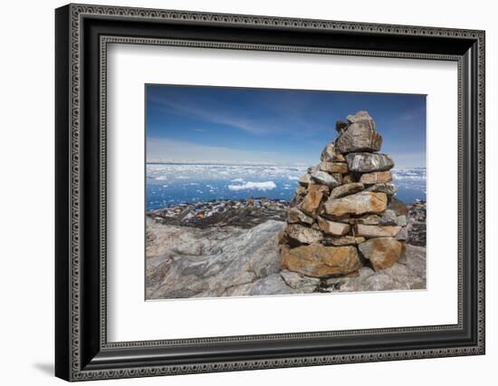 Greenland, Disko Bay, Ilulissat, Rock Cairn-Walter Bibikow-Framed Photographic Print