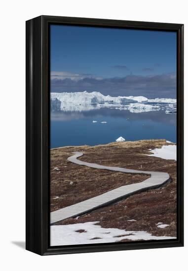 Greenland, Disko Bay, Ilulissat, Sermermiut Ruins Hike, Hiking Walkway-Walter Bibikow-Framed Premier Image Canvas
