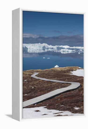 Greenland, Disko Bay, Ilulissat, Sermermiut Ruins Hike, Hiking Walkway-Walter Bibikow-Framed Premier Image Canvas