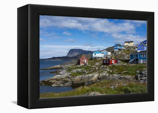 Greenland. Itilleq. Colorful houses dot the hillside.-Inger Hogstrom-Framed Premier Image Canvas