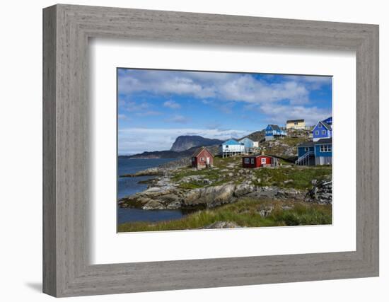 Greenland. Itilleq. Colorful houses dot the hillside.-Inger Hogstrom-Framed Photographic Print