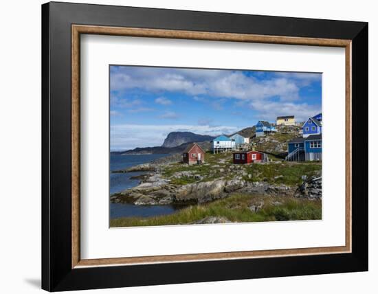 Greenland. Itilleq. Colorful houses dot the hillside.-Inger Hogstrom-Framed Photographic Print