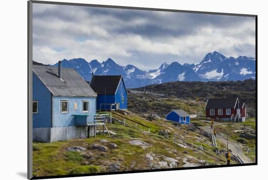 Greenland, Itilleq. Visitors exploring town.-Inger Hogstrom-Mounted Photographic Print