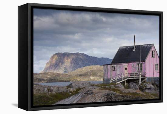 Greenland, Itilleq. Worn pink house.-Inger Hogstrom-Framed Premier Image Canvas