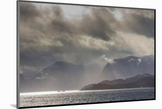 Greenland, Kangerlussuaq. Low clouds over the fjord.-Inger Hogstrom-Mounted Photographic Print