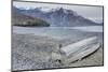 Greenland, Kong Oscar Fjord. Ella Island. Weathered boat on the shore.-Inger Hogstrom-Mounted Photographic Print