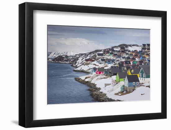 Greenland, Nuuk, City Skyline with Sermitsiaq Mountain-Walter Bibikow-Framed Photographic Print