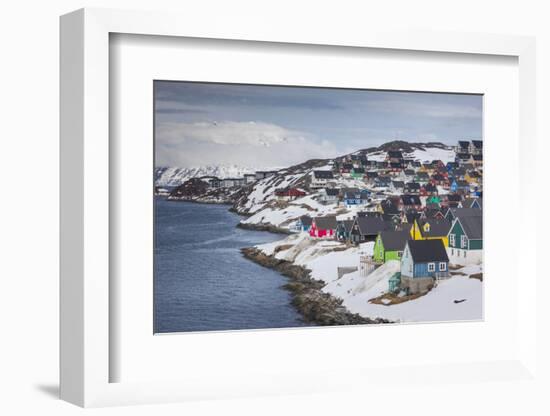 Greenland, Nuuk, City Skyline with Sermitsiaq Mountain-Walter Bibikow-Framed Photographic Print