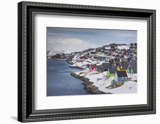 Greenland, Nuuk, City Skyline with Sermitsiaq Mountain-Walter Bibikow-Framed Photographic Print