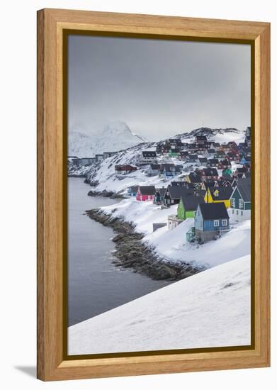 Greenland, Nuuk, City Skyline with Sermitsiaq Mountain-Walter Bibikow-Framed Premier Image Canvas