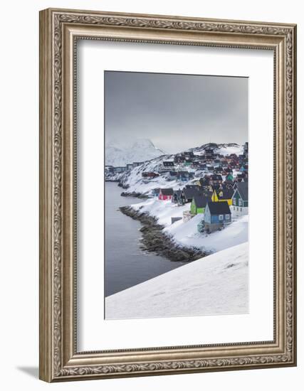 Greenland, Nuuk, City Skyline with Sermitsiaq Mountain-Walter Bibikow-Framed Photographic Print