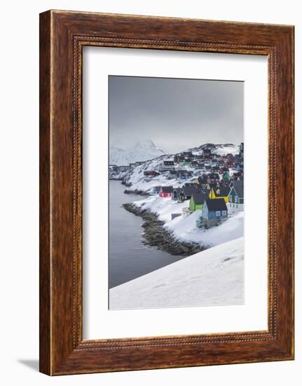 Greenland, Nuuk, City Skyline with Sermitsiaq Mountain-Walter Bibikow-Framed Photographic Print