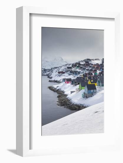 Greenland, Nuuk, City Skyline with Sermitsiaq Mountain-Walter Bibikow-Framed Photographic Print