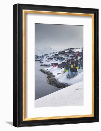 Greenland, Nuuk, City Skyline with Sermitsiaq Mountain-Walter Bibikow-Framed Photographic Print