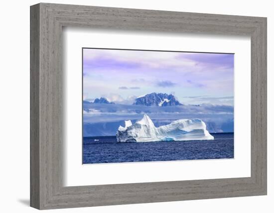 Greenland, Prinz Christian Sund fjord, Kujalleq, Iceberg and mountains at sunrise-Miva Stock-Framed Photographic Print