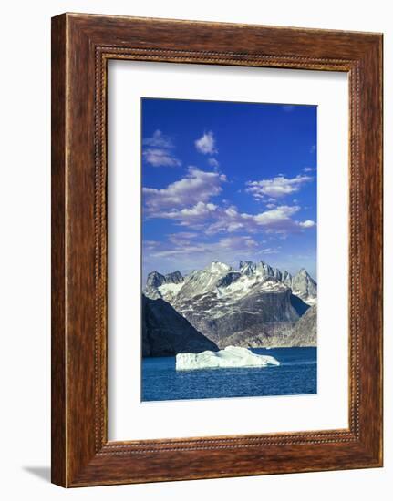 Greenland, Prinz Christian Sund fjord, Kujalleq, Iceberg and mountains-Miva Stock-Framed Photographic Print
