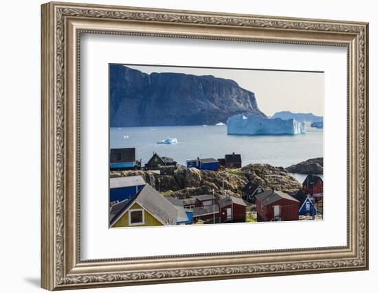 Greenland. Uummannaq. Colorful houses dot the rocky landscape.-Inger Hogstrom-Framed Photographic Print