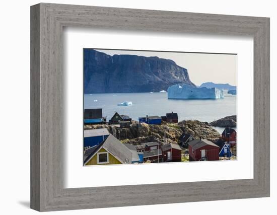 Greenland. Uummannaq. Colorful houses dot the rocky landscape.-Inger Hogstrom-Framed Photographic Print