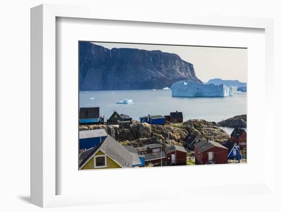 Greenland. Uummannaq. Colorful houses dot the rocky landscape.-Inger Hogstrom-Framed Photographic Print